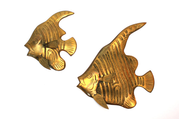Brass Angel Fish Wall Hanging, A Pair