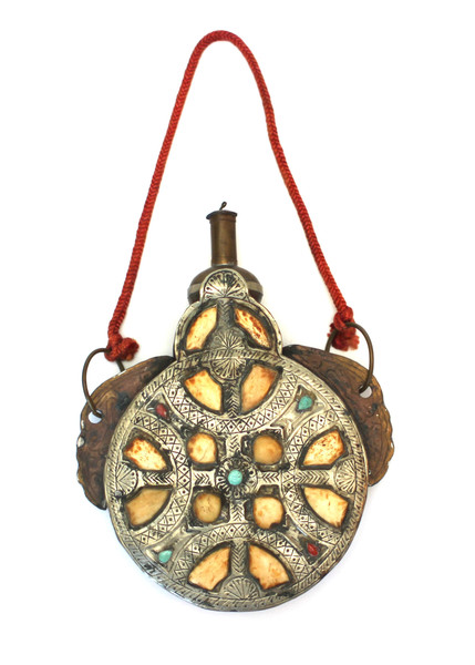 Antique North African Gun Powder Flask Wall Hanging