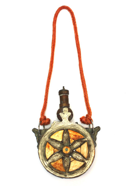 Antique North African Gun Powder Flask Wall Hanging