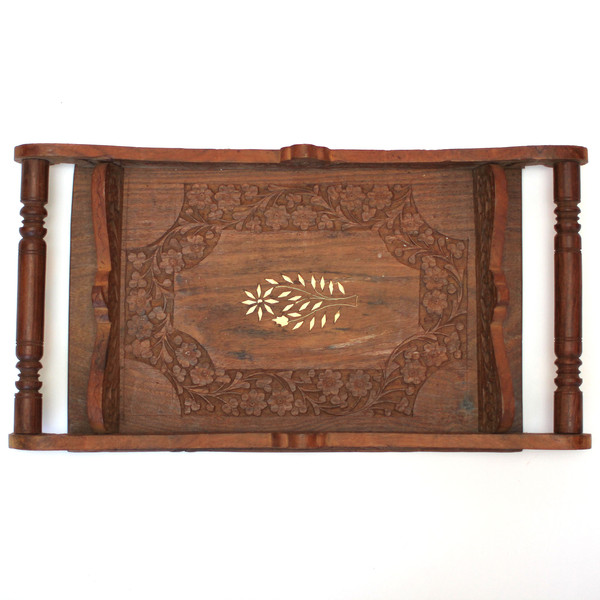 Hand-carved Tray with Inlaid Shell